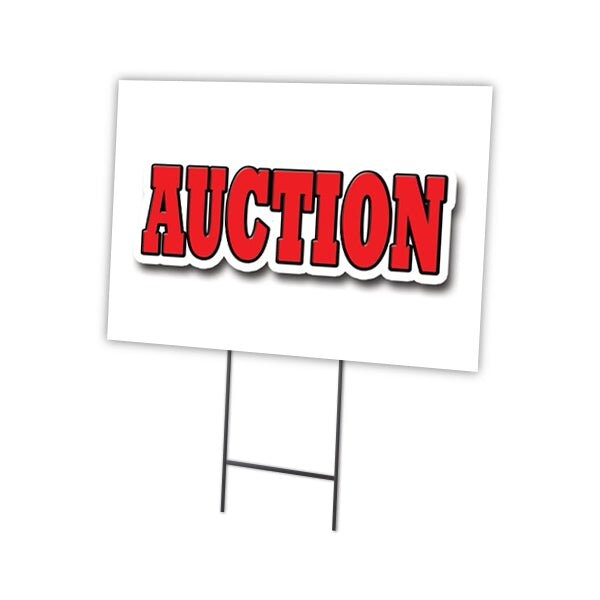 Auction Yard Sign & Stake outdoor plastic coroplast window, C-1216 Auction
